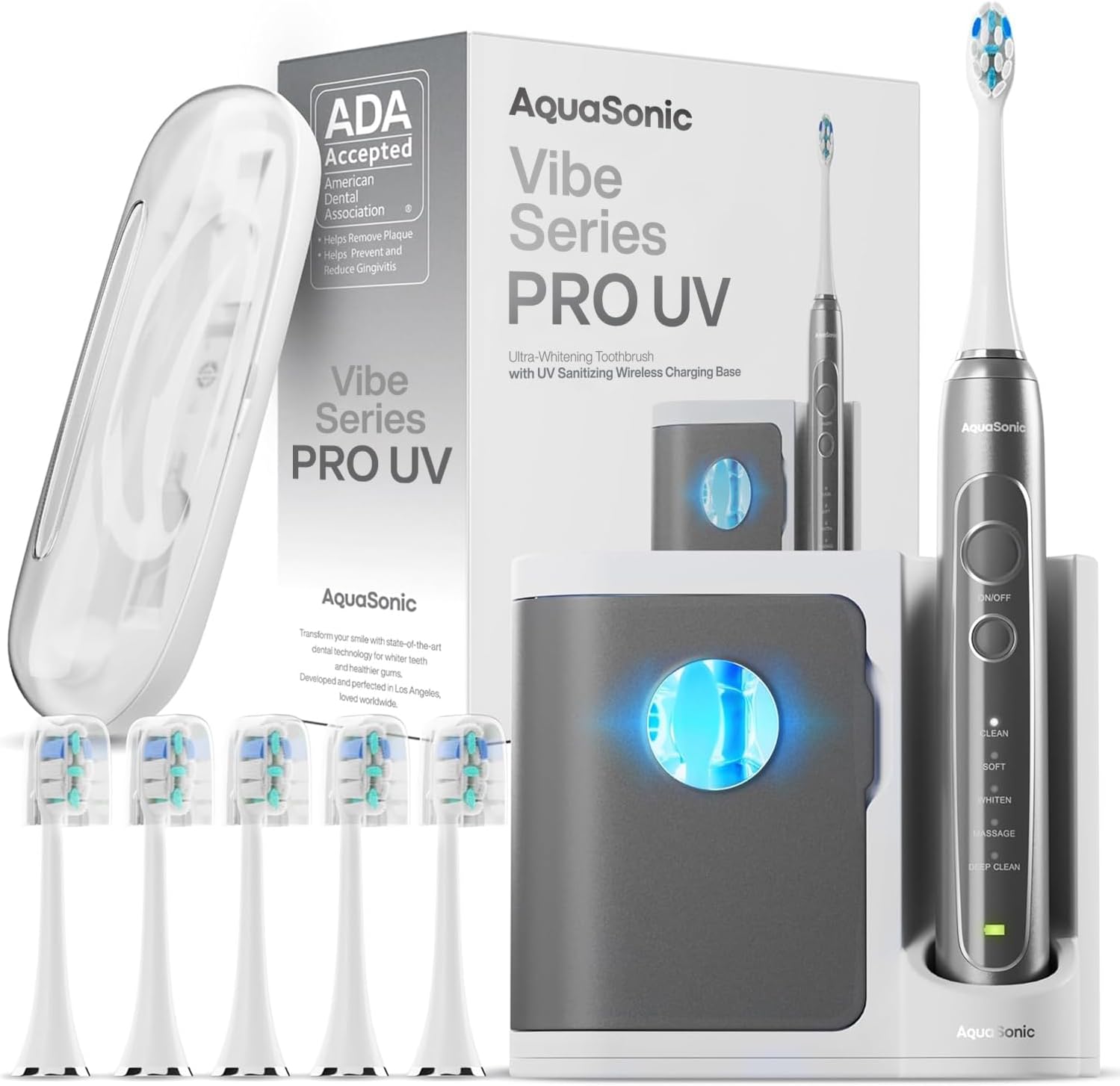 AquaSonic Vibe Series PRO with UV Sanitizing Base