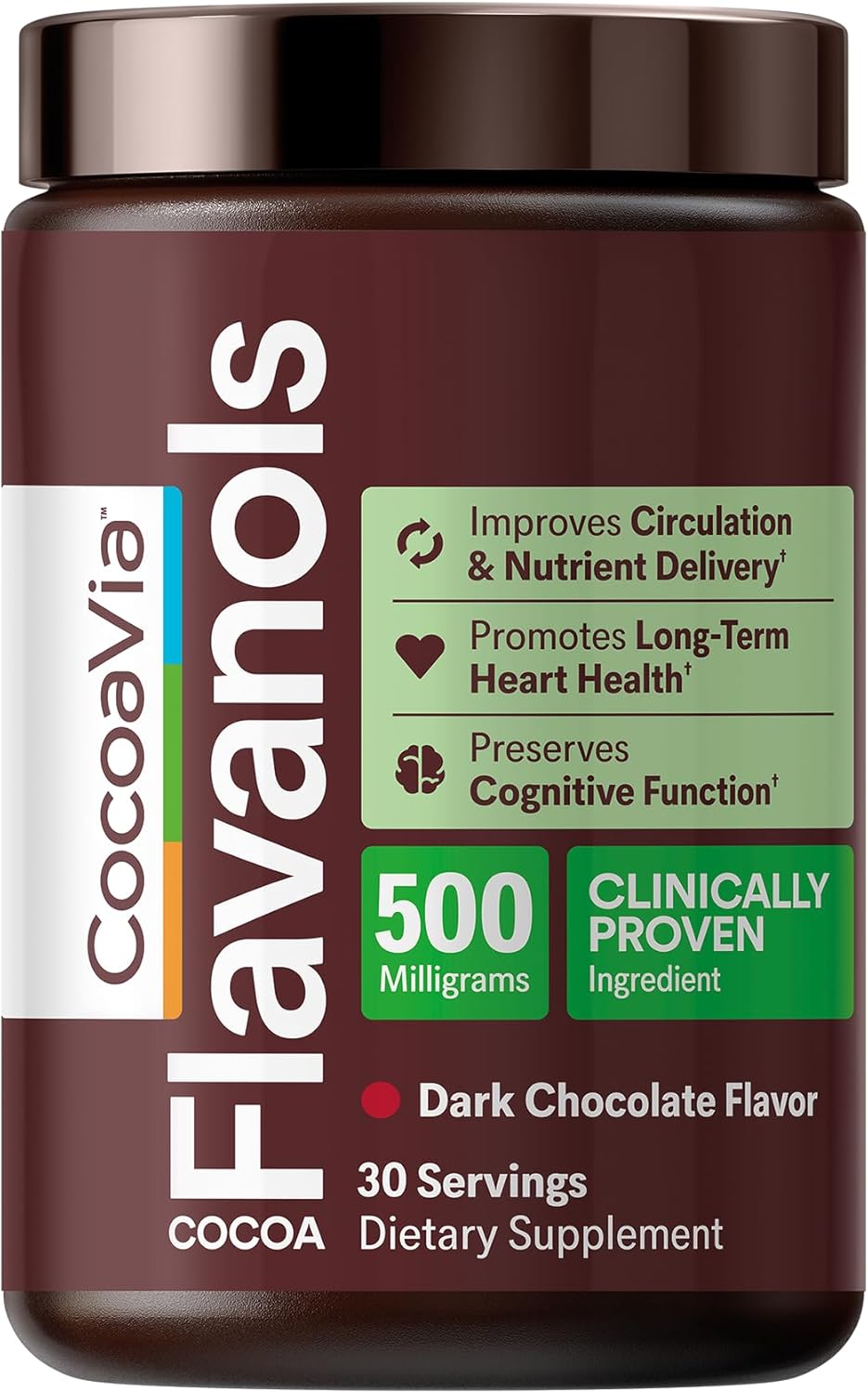 CocoaVia Cardio Health Cocoa Flavanols, Dark Chocolate (500 mg, 30 Servings)
