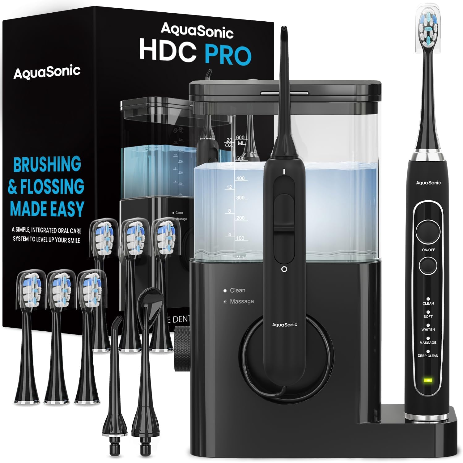 AquaSonic Home Dental Center PRO — Sonic Toothbrush + Water Flosser Set