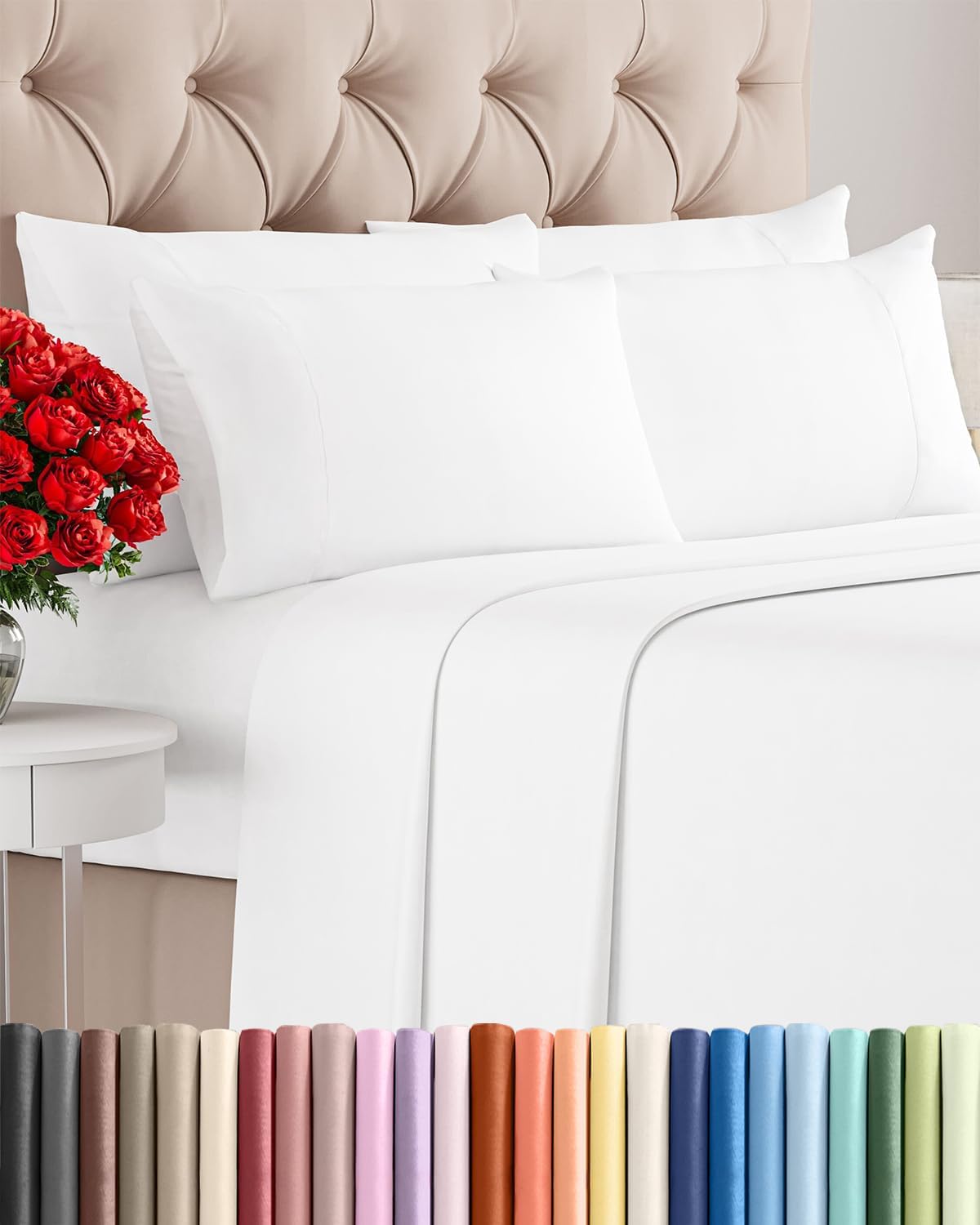 CGK Unlimited Cooling Hotel-Luxury 6-Piece Queen Sheet Set (White) — 29% Off for Prime Day