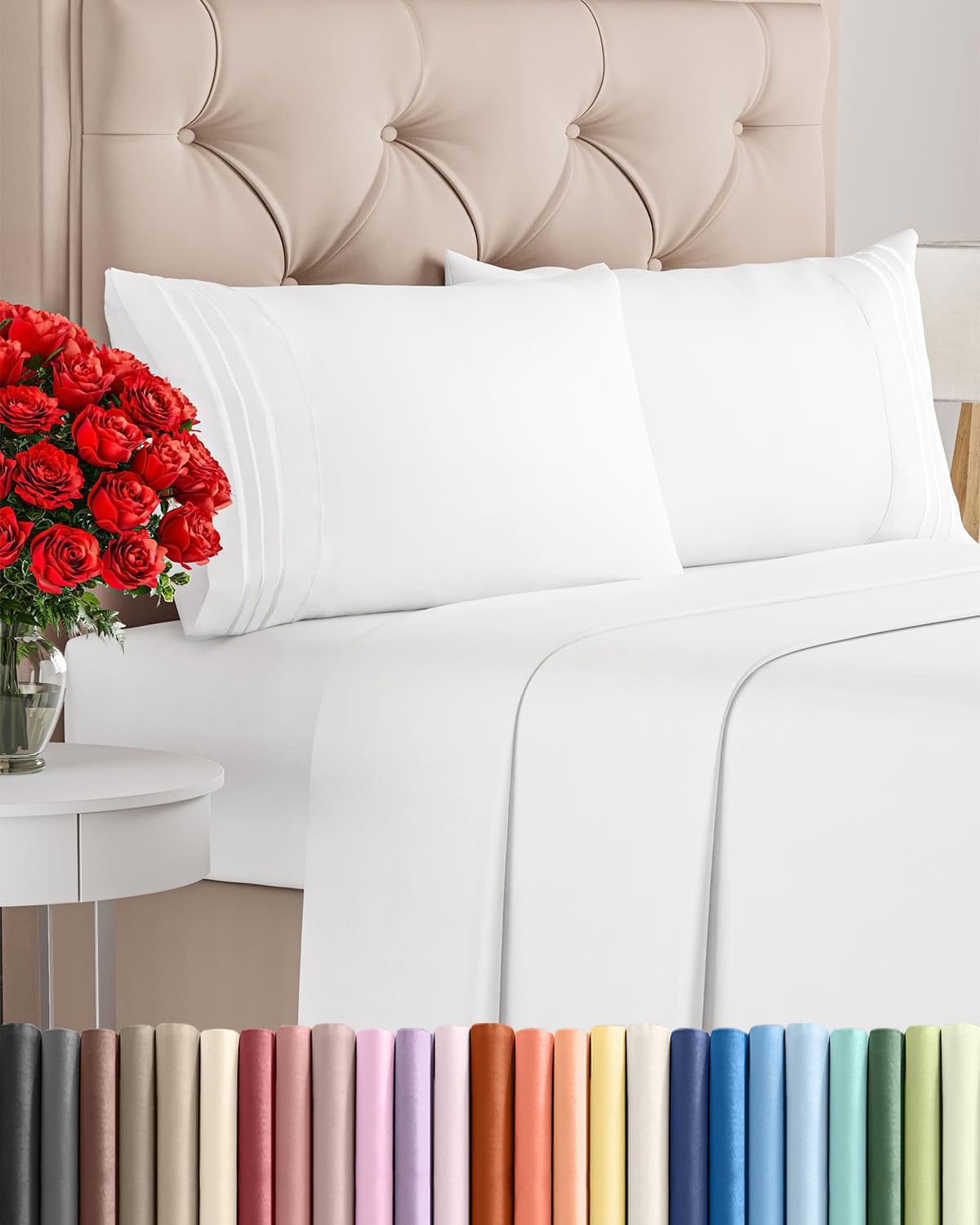 CGK Unlimited Cooling Hotel-Luxury 4-Piece King Sheet Set (White) — 31% Off for Prime Day
