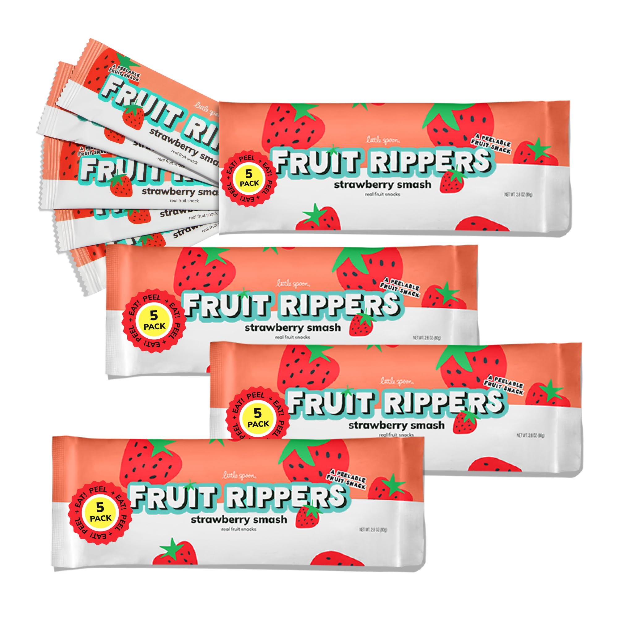 Little Spoon Strawberry Smash Fruit Rippers (Real Fruit Snack, Individually Wrapped)