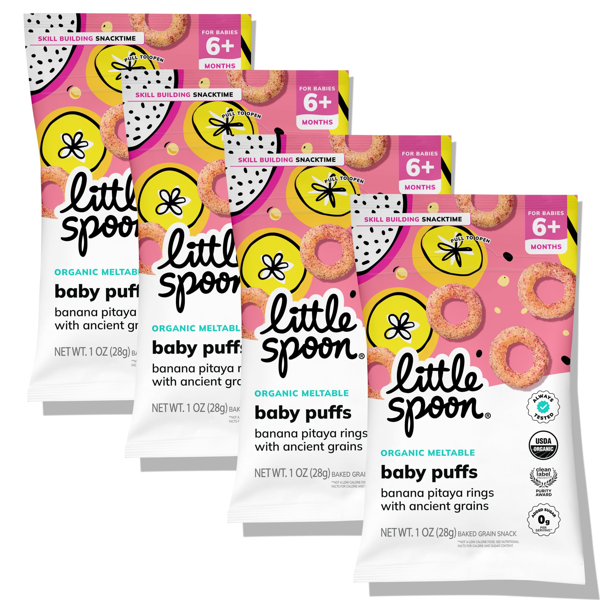 Little Spoon Banana Pitaya Meltable Baby Puffs (Organic, No Rice, No Added Sugar)