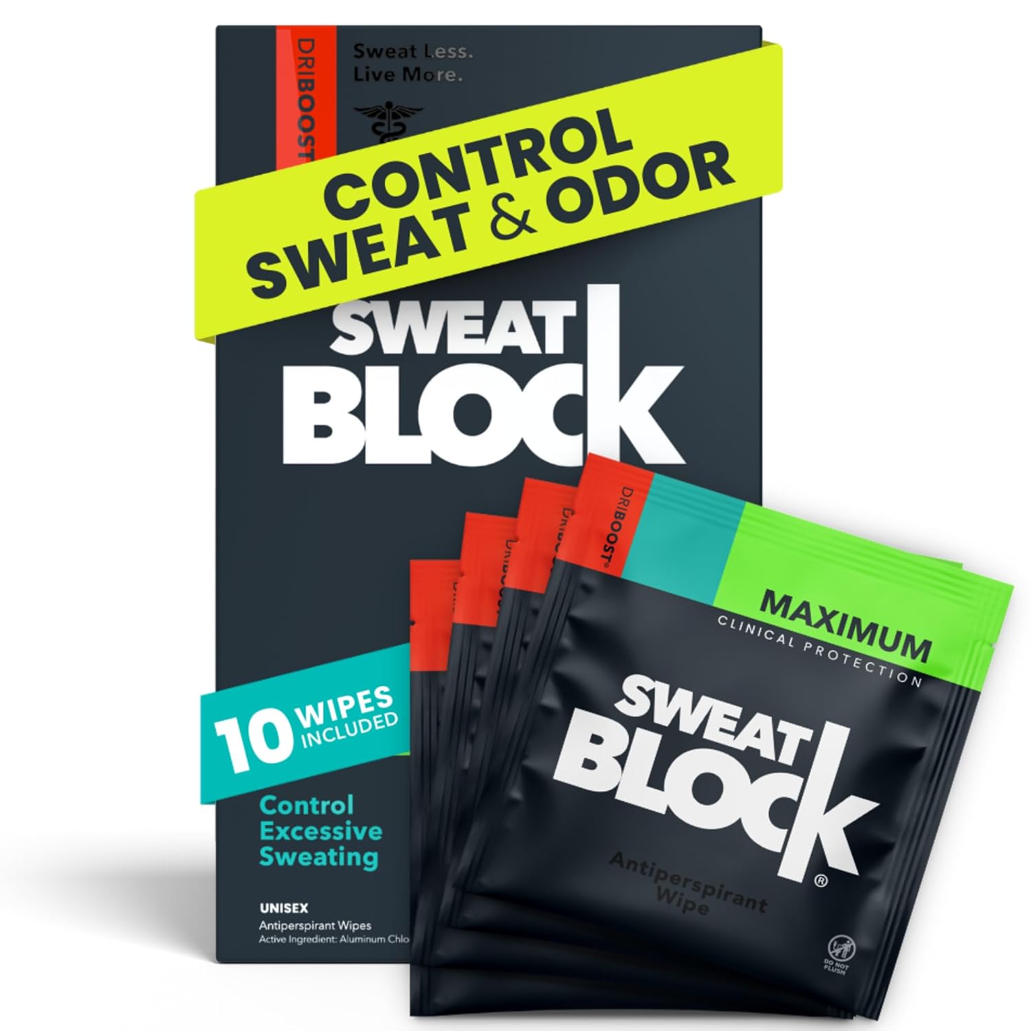 SweatBlock Clinical Strength Antiperspirant Wipes (10 Count)