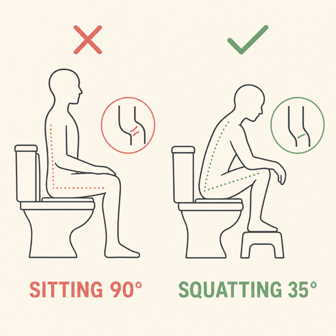 Sitting at 90 degrees versus squatting at 35 degrees