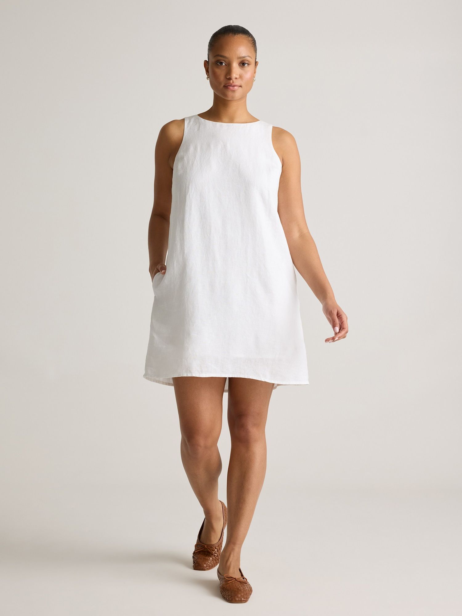 100% European Linen Tank Mini Dress