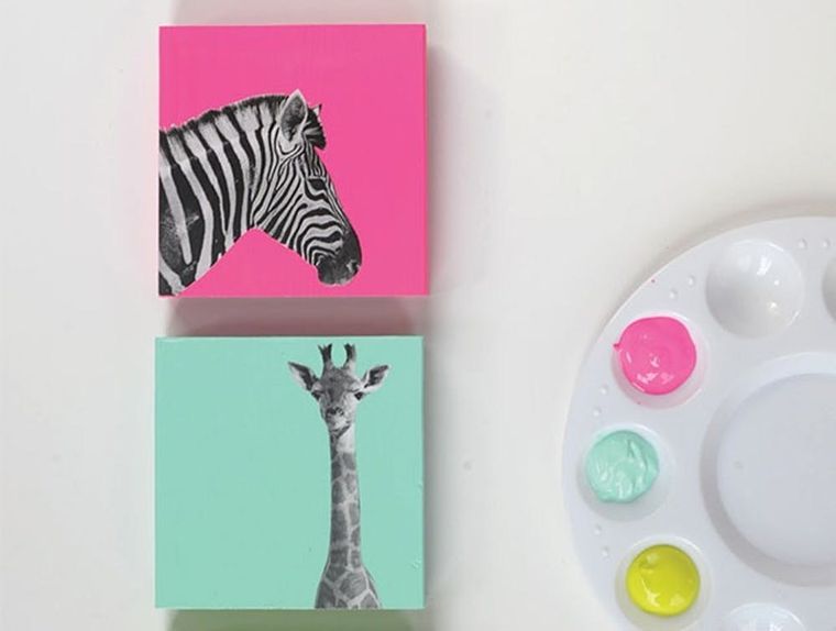 EASY DIY Canvas Art with Plastic Animals - Mod Podge Rocks