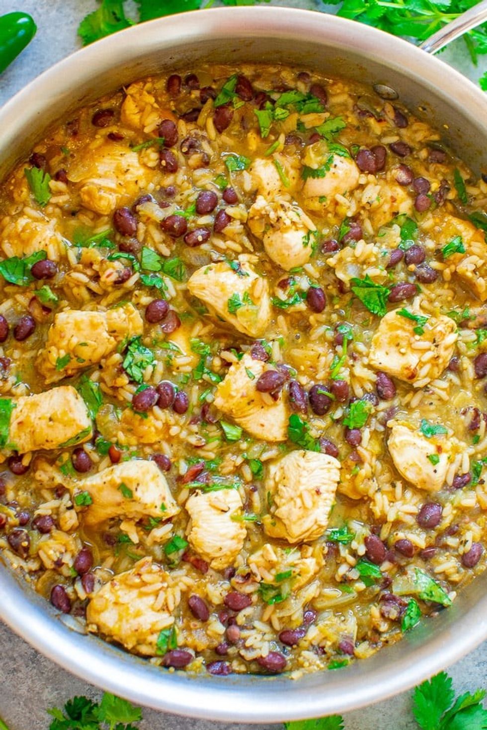 15 minute salsa verde chicken,rice, and beans
