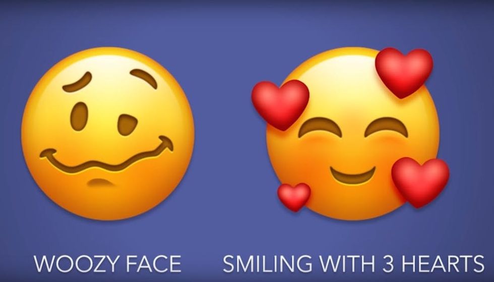 2018 new emoji _ woozy & smiling with 3 hearts