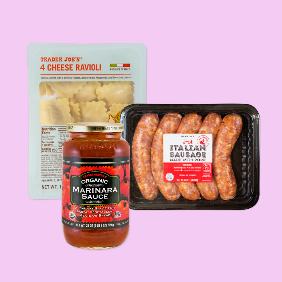 4 Cheese Ravioli + Marinara Sauce + Hot Italian Sausage