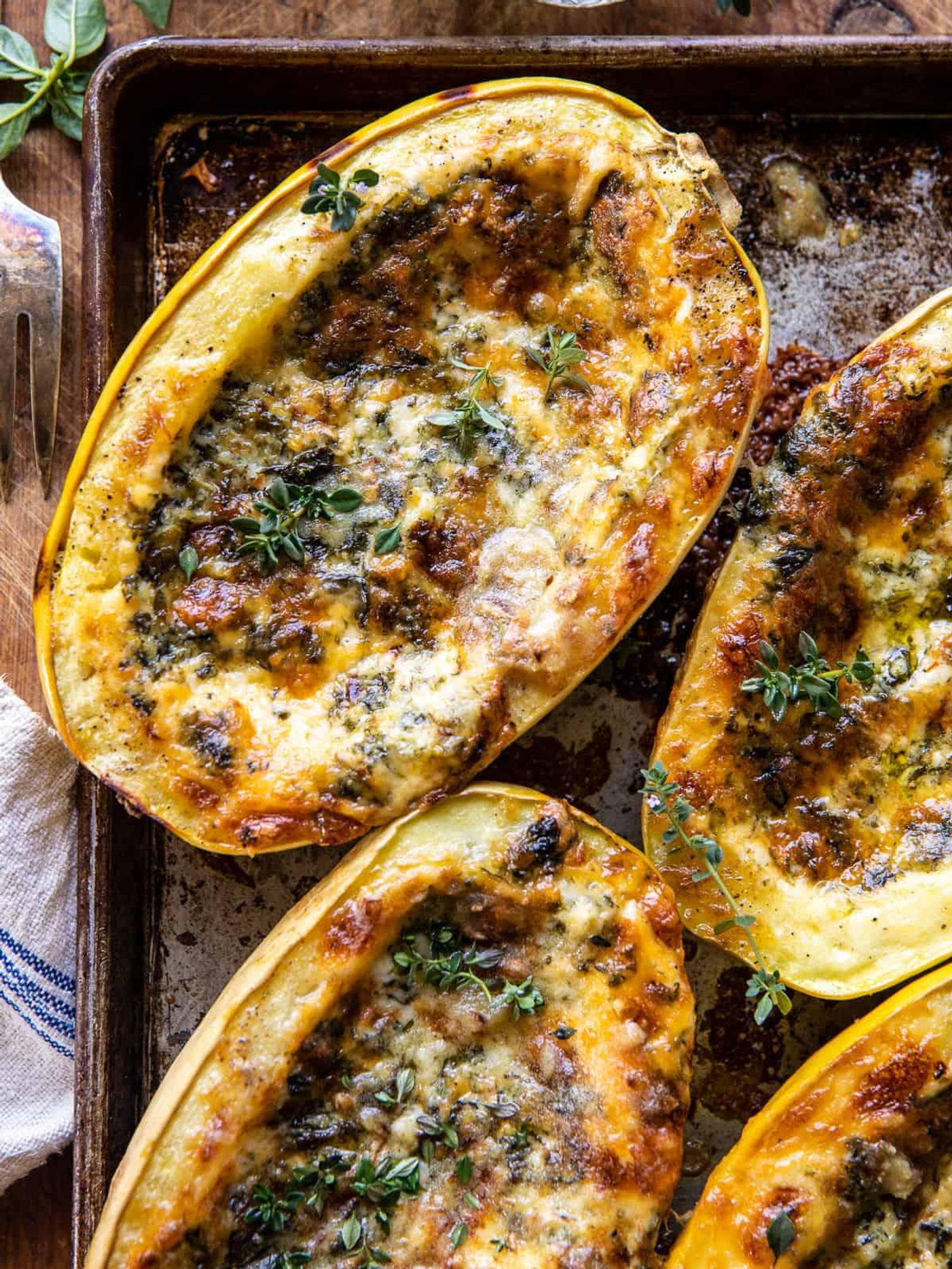 4-Cheese Roasted Garlic Alfredo Stuffed Spaghetti Squash