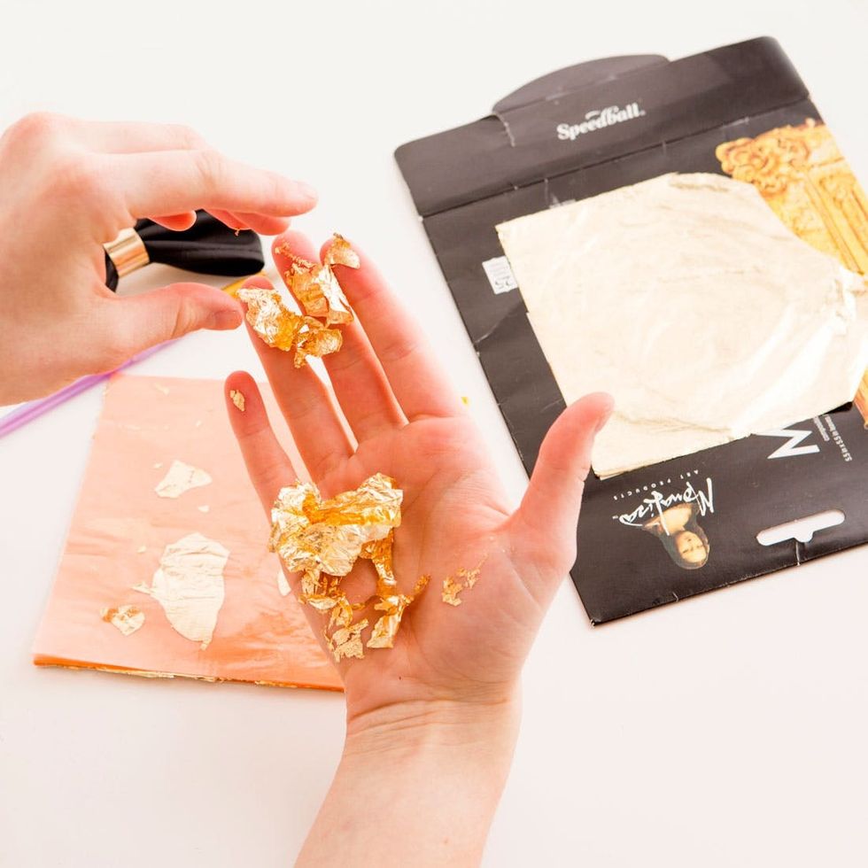 How to Make a Gold Leaf Gilded Leather Clutch Brit + Co