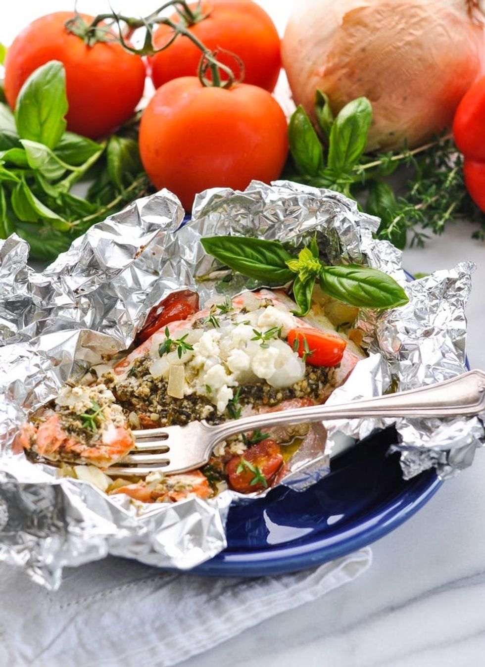 5-Ingredient Mediterranean Salmon in Foil