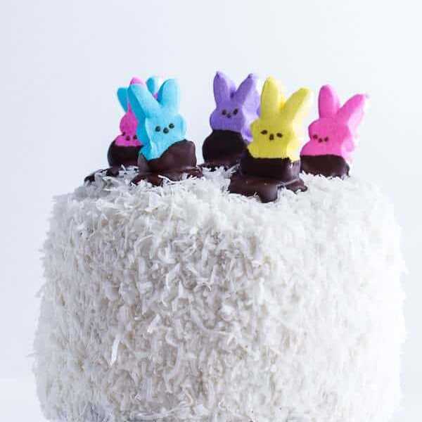 6-Layer Coconut Covered Chocolate Peeps Cake