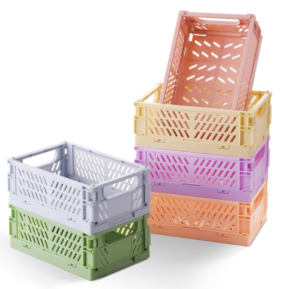 6-Pack Small Pastel Plastic Storage Baskets