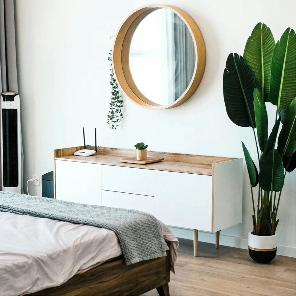 a bedroom with feng shui