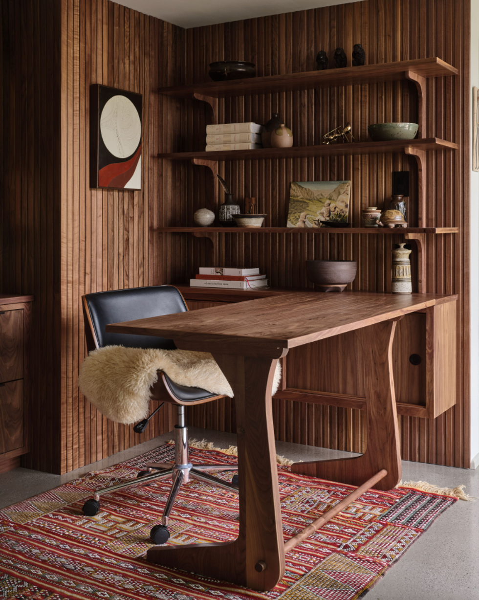 a fully renovated 70's style home office