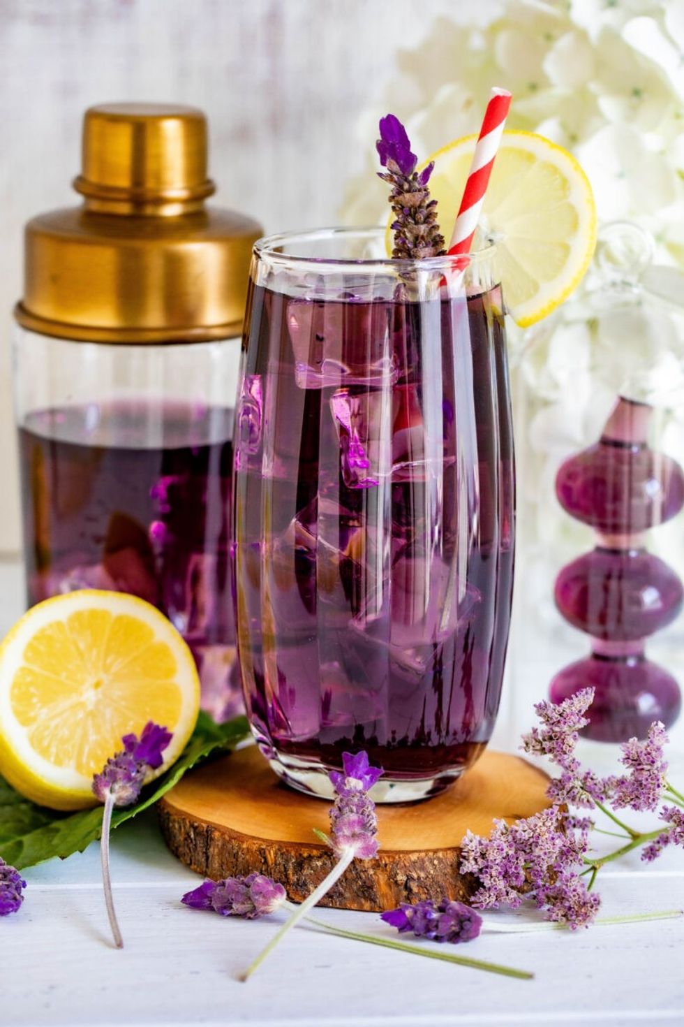 A glass of lavender lemonade