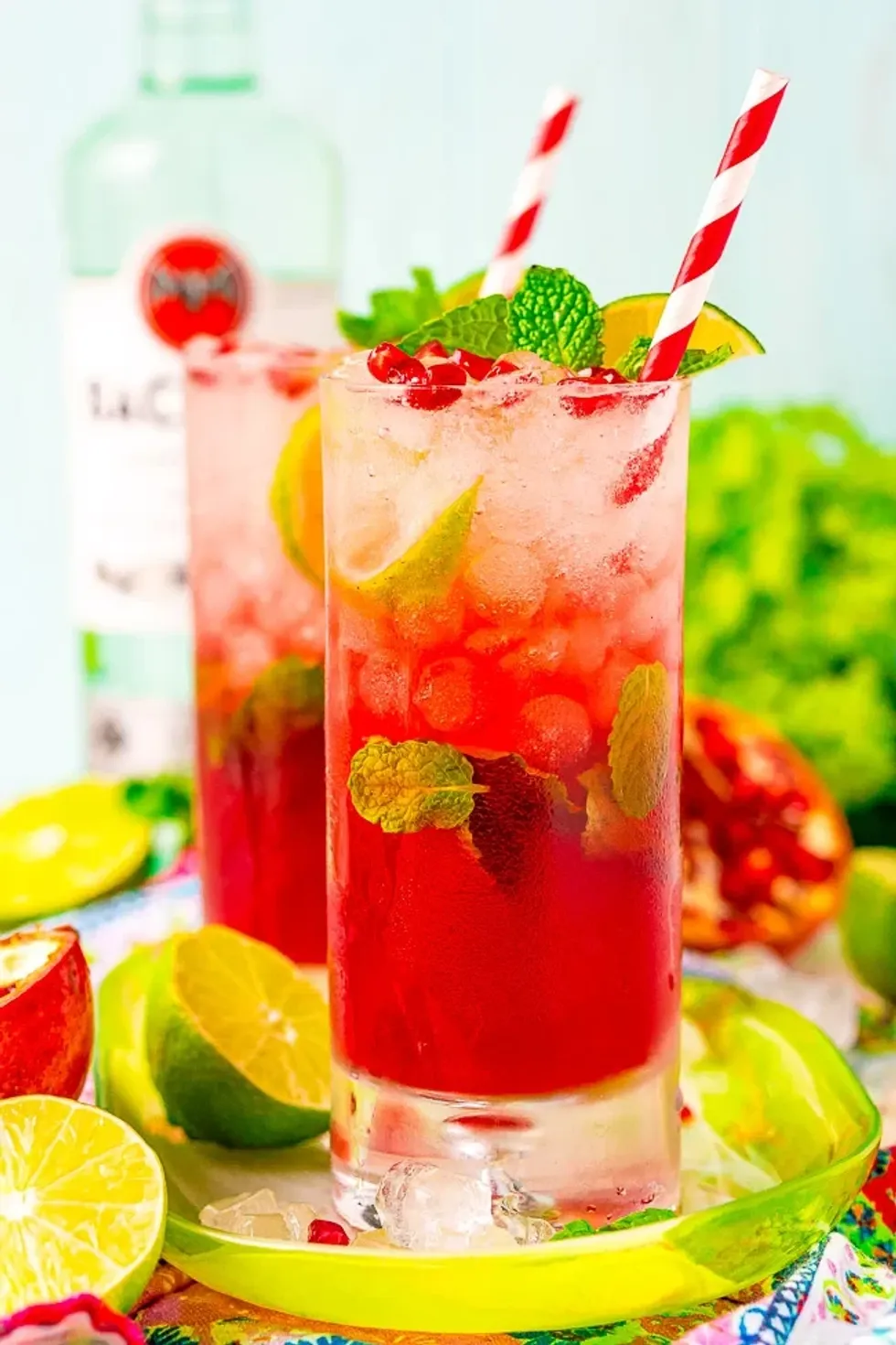 A glass of Pomegranate Mojito