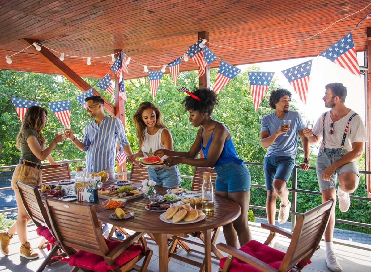A group gathering celebrating the Fourth of July 