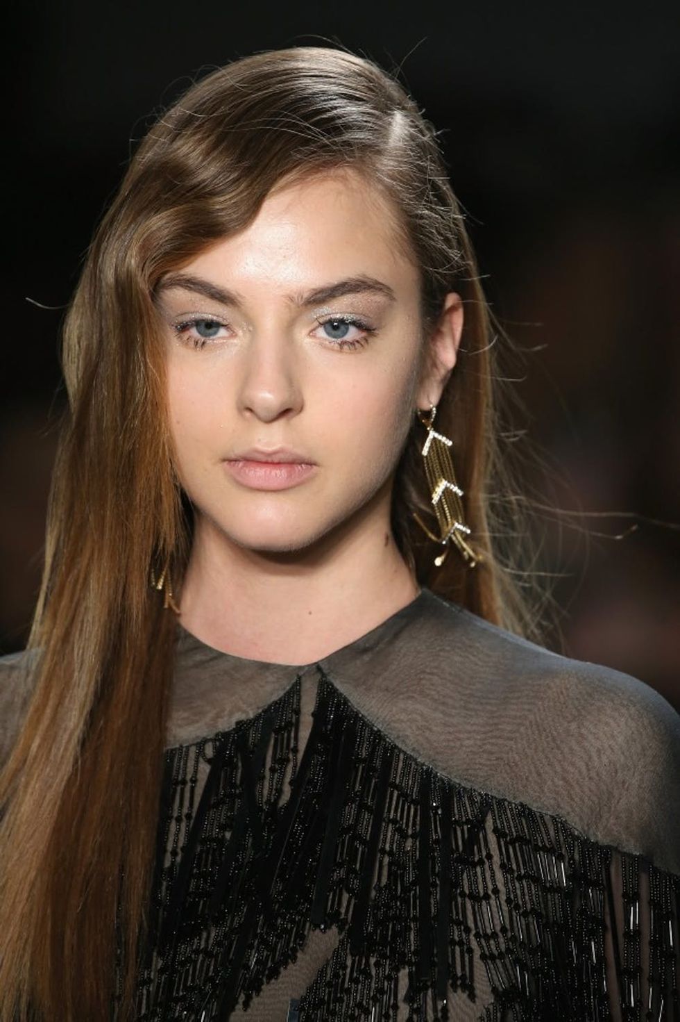 A model walks the runway wearing Jenny Packham Fall 2016 during New York Fashion Week: The Shows at The Gallery, Skylight at Clarkson Sq on February 14, 2016 in New York City.
