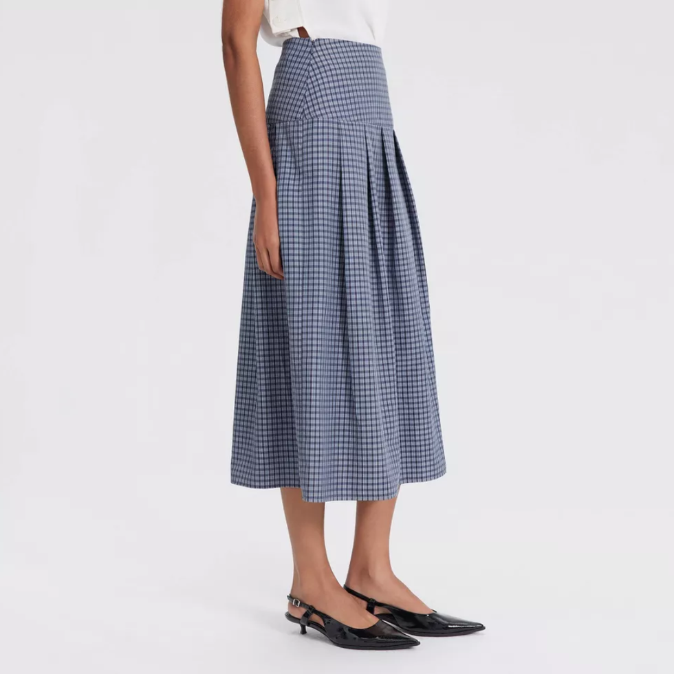 A New Day Checked Pleated A-Line Skirt