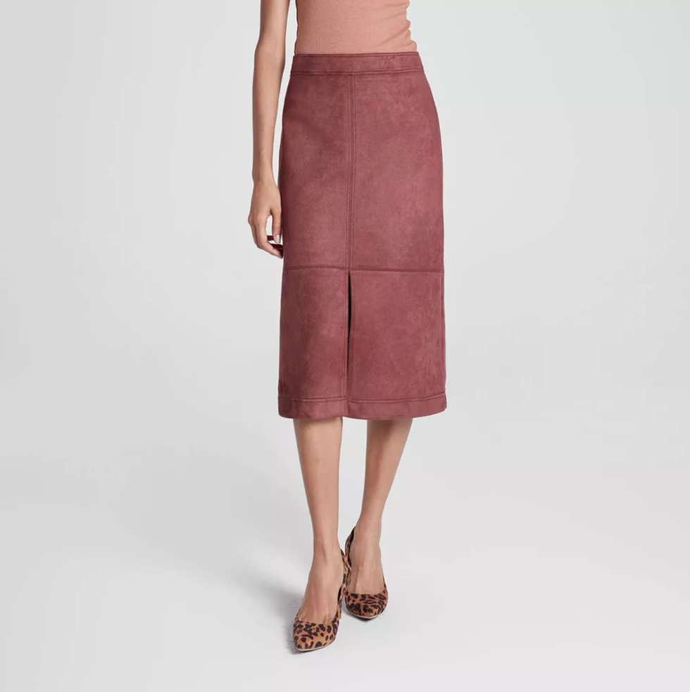A New Day Faux Suede Midi A-Line Skirt