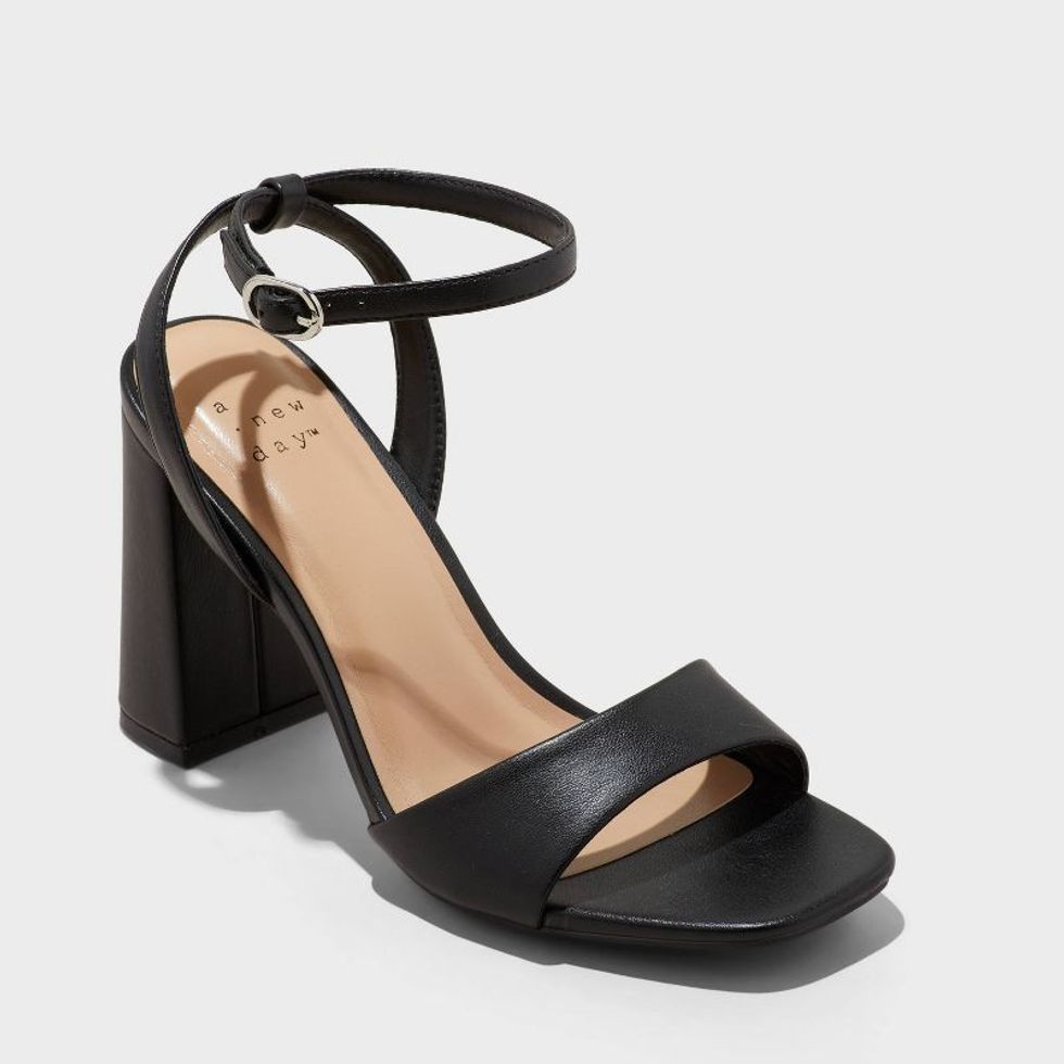 A New Day Haley Ankle Strap Single Band Flare Heels