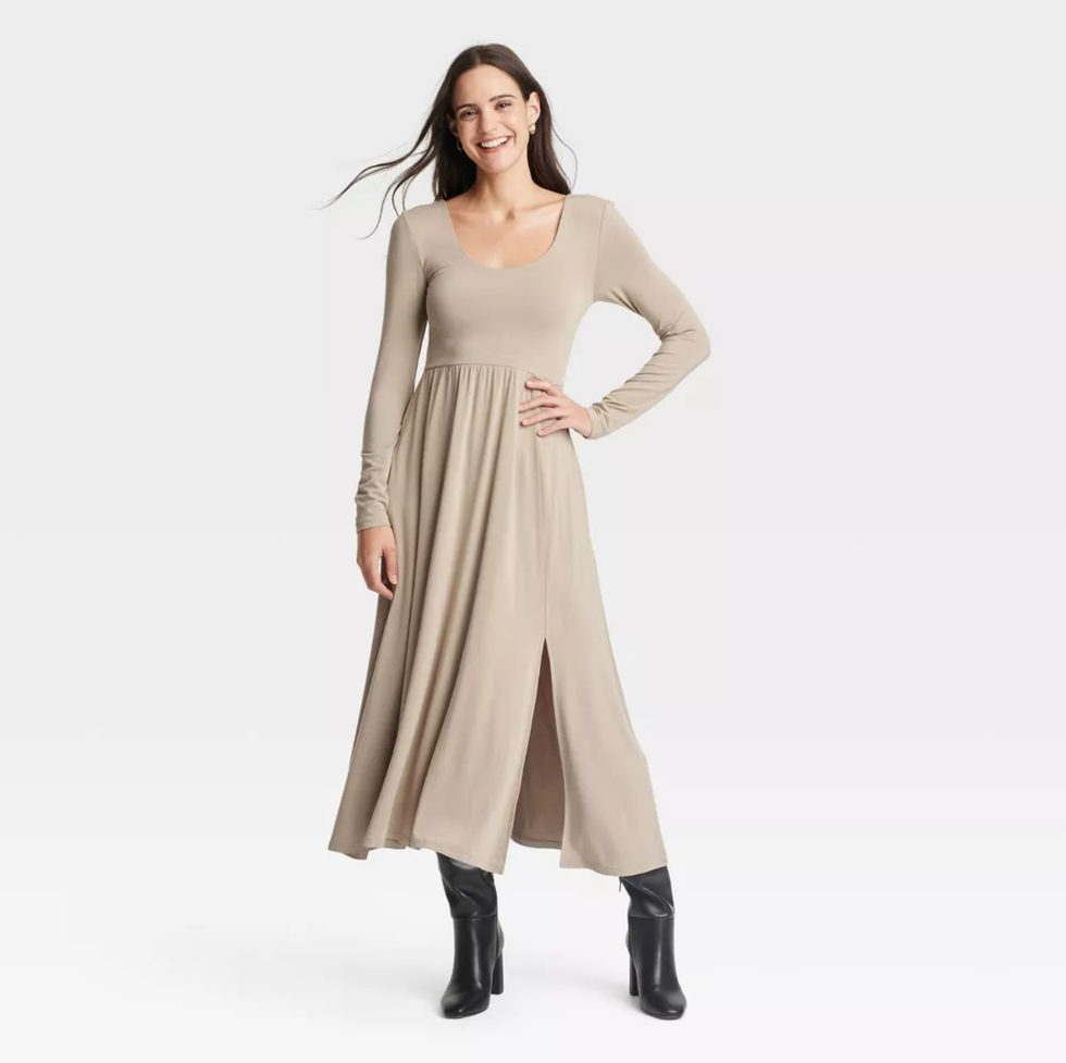 A New Day Long Sleeve Knit Ballet Maxi Dress