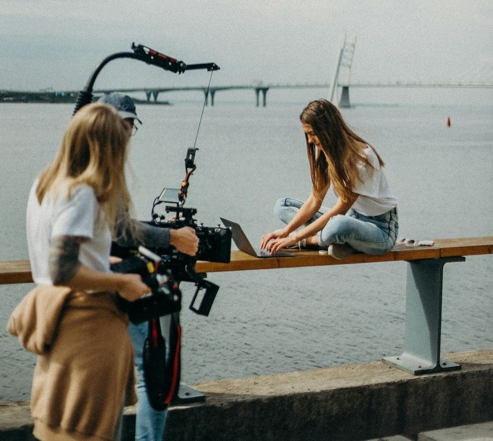 a team filming a movie