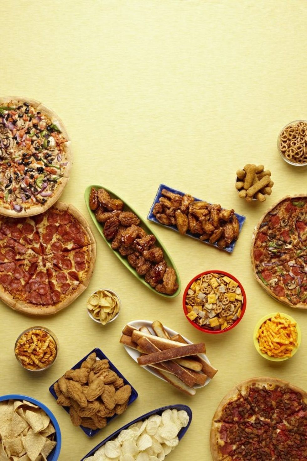 A variety of party foods.