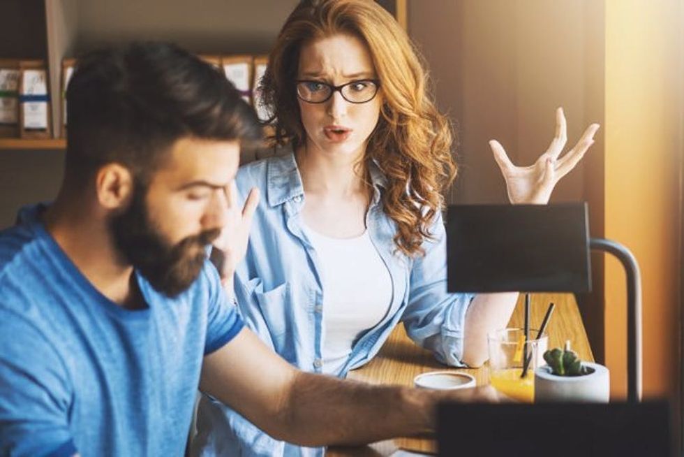A woman argues with her partner