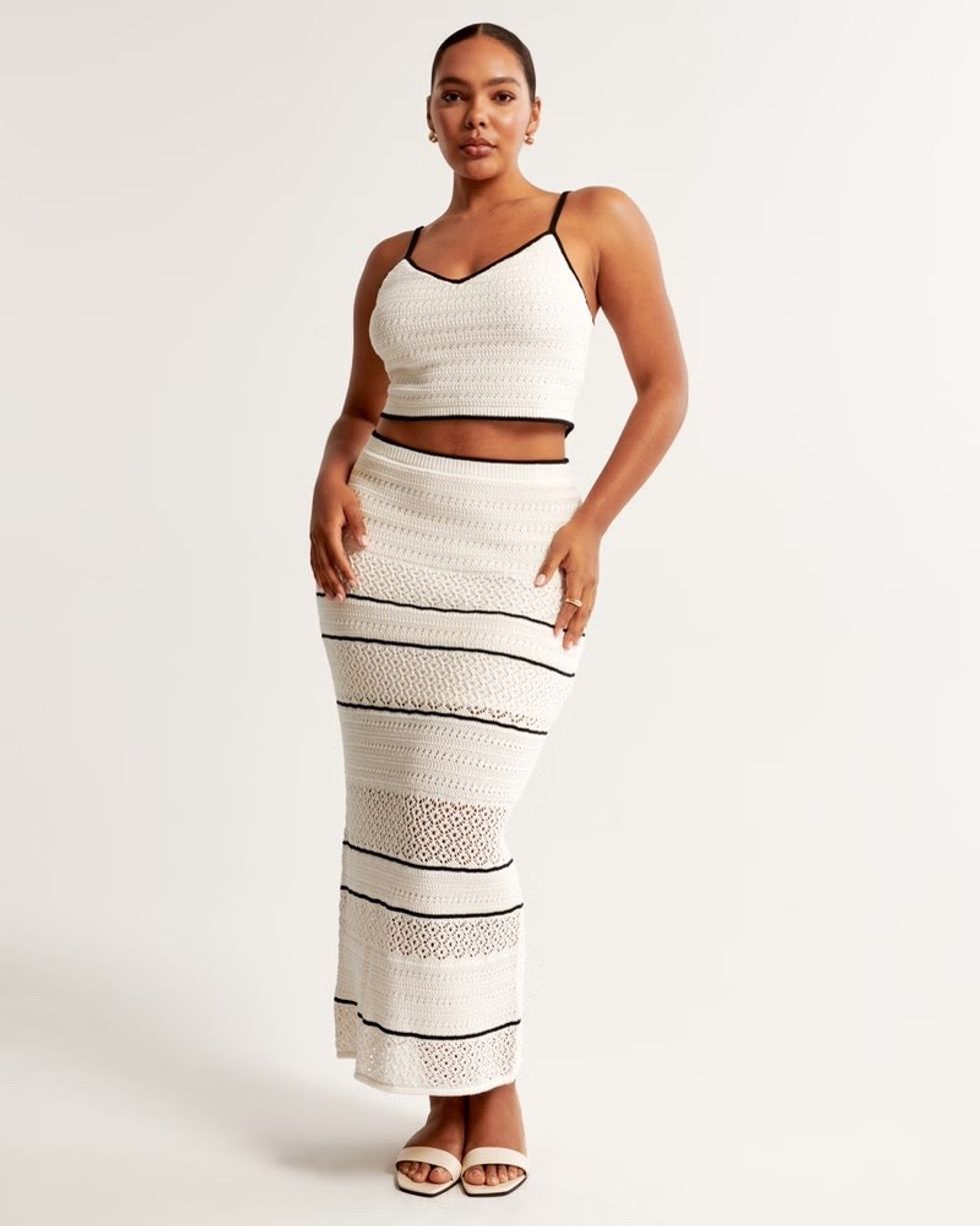 Abercrombie Crochet-Style Bra Top + Maxi Skirt