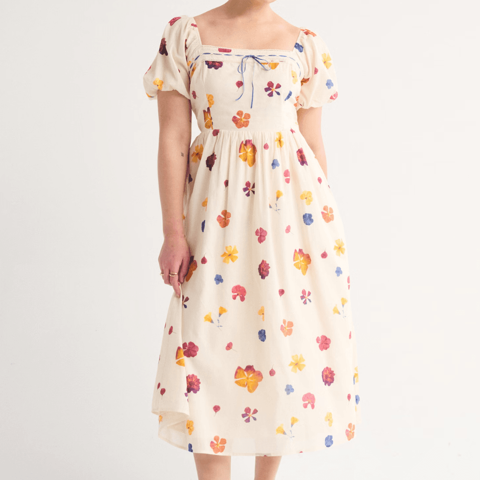 Abercrombie & Fitch Emerson Puff Sleeve Midi Dress