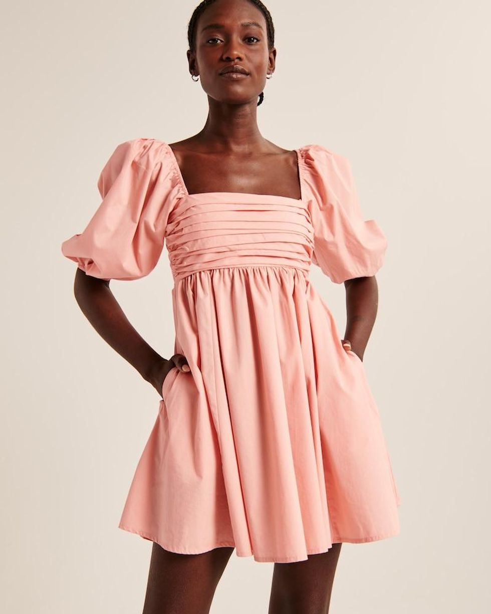 Abercrombie & Fitch Ruched Bodice Puff Sleeve Mini Dress