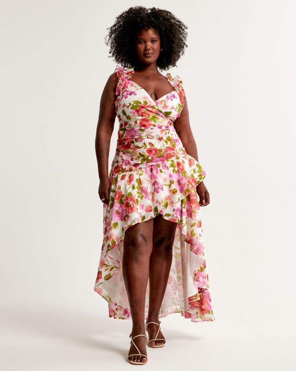 Abercrombie & Fitch Ruffle Strap High-Low Maxi Dress