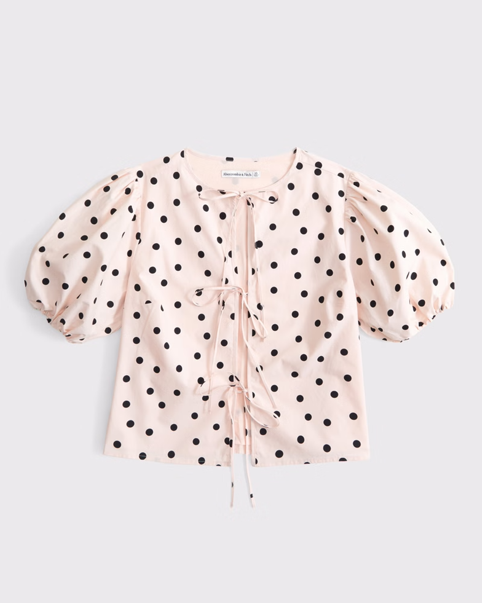 Abercrombie & Fitch Short-Sleeve Tie-Front Top\u200b