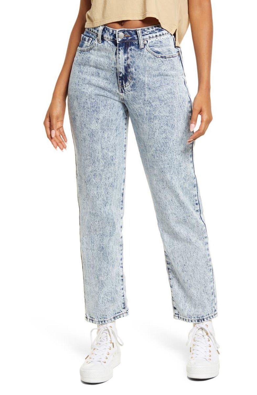 Acid Wash Straight Leg Mom Jeans