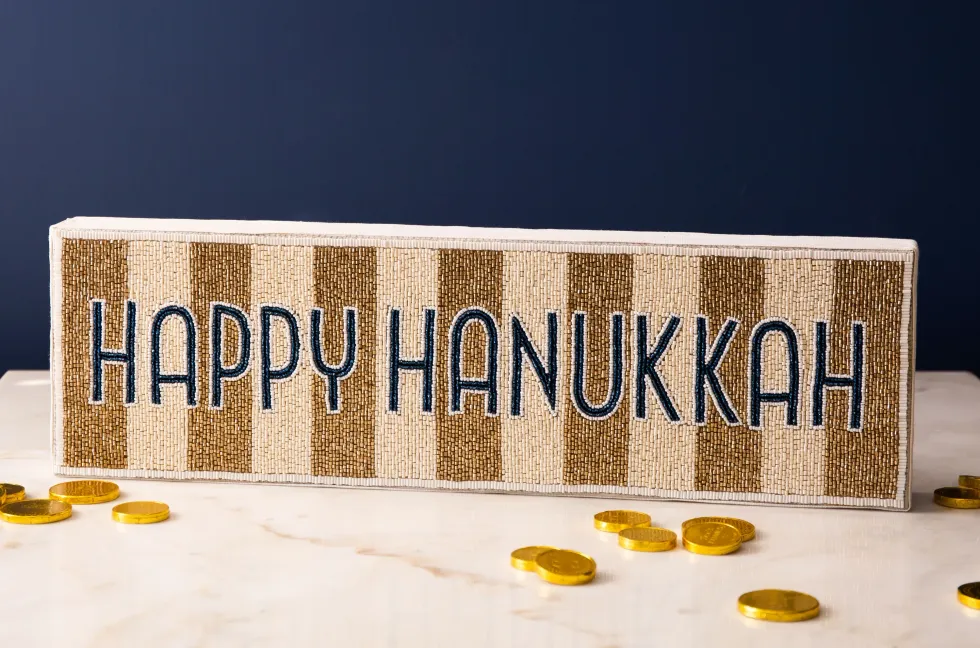 Adara Rituals Nava Happy Hanukkah Beaded Sign