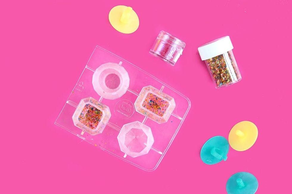 adding glitter to molds