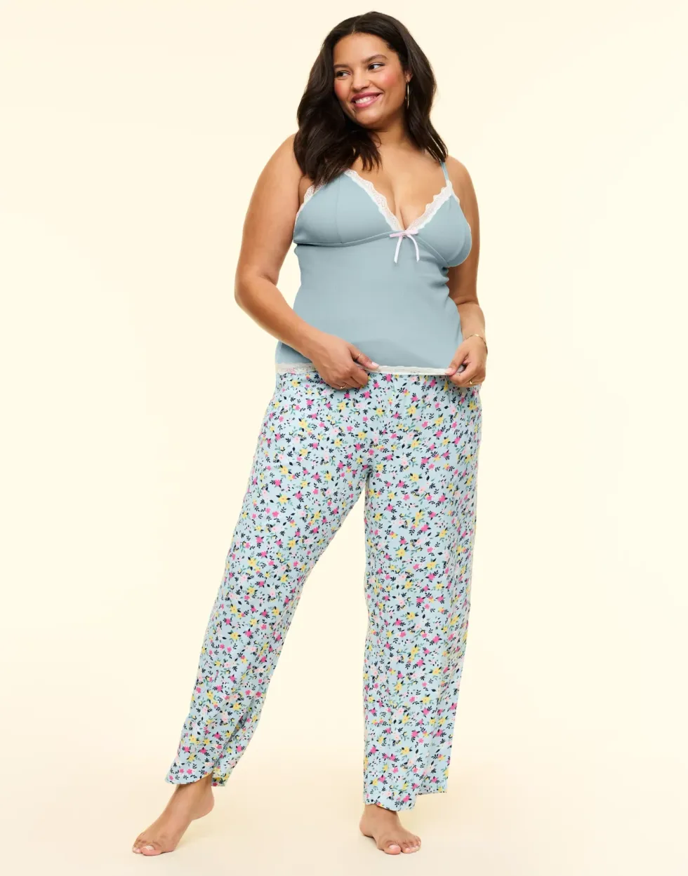 adore me bryony light blue cami pajama pants set