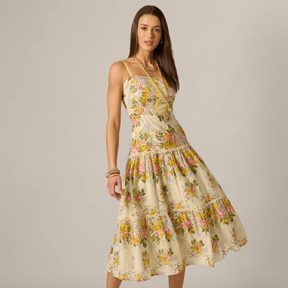 Adrianna Papell Cotton Vintage Floral Midi Sundress