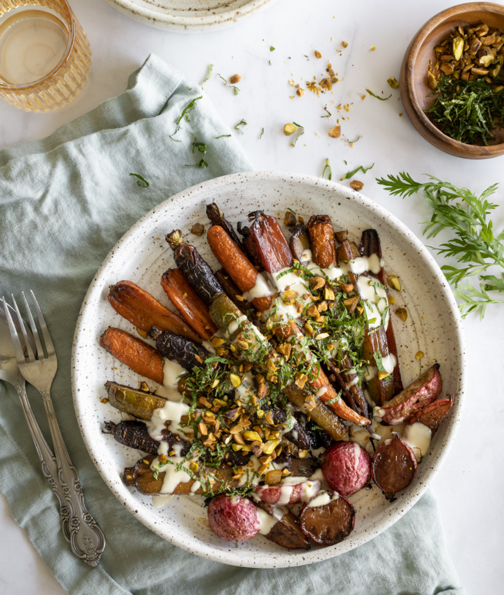 Air Fried Rainbow Carrots and Radishes