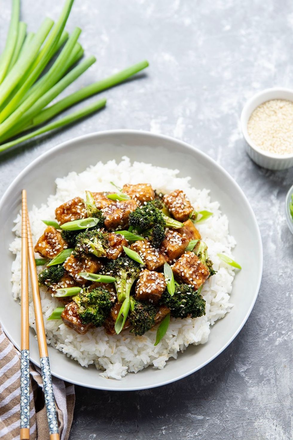 Air Fryer Sesame Tofu + Broccoli