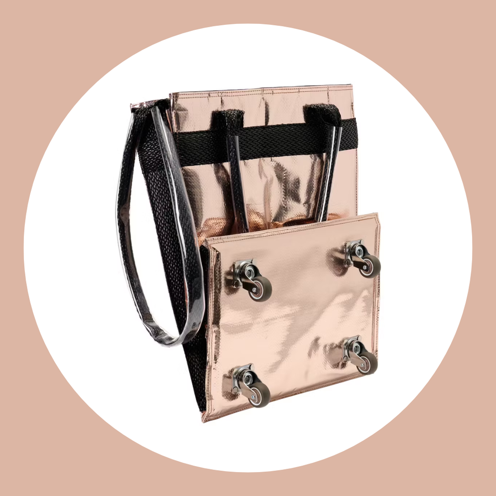 Aldi's LS Live In Style Rose Gold Metallic Foldable Rolling Tote