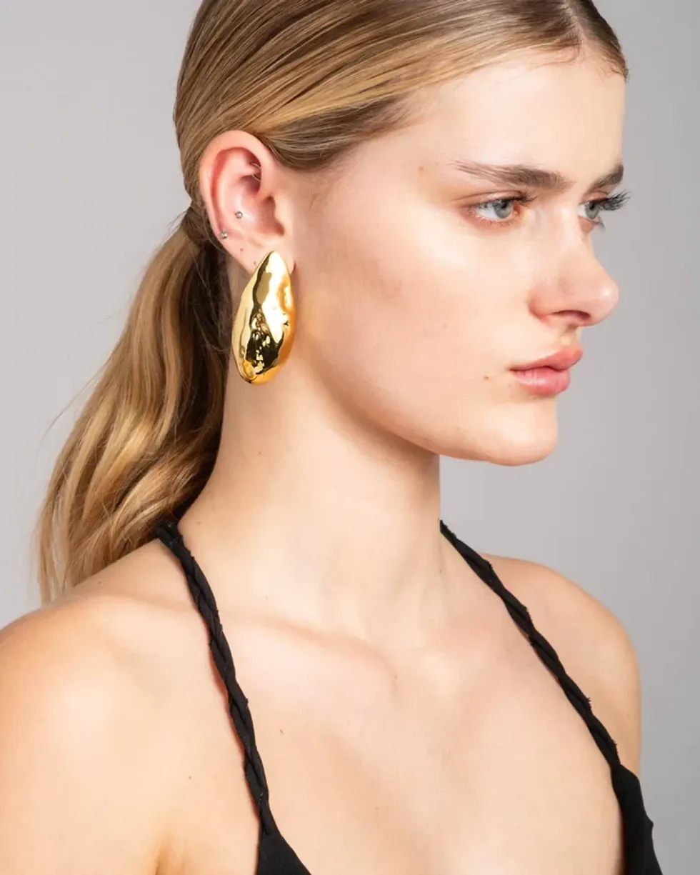 Alexis Bittar Molten Gold Puffy Teardrop Earrings