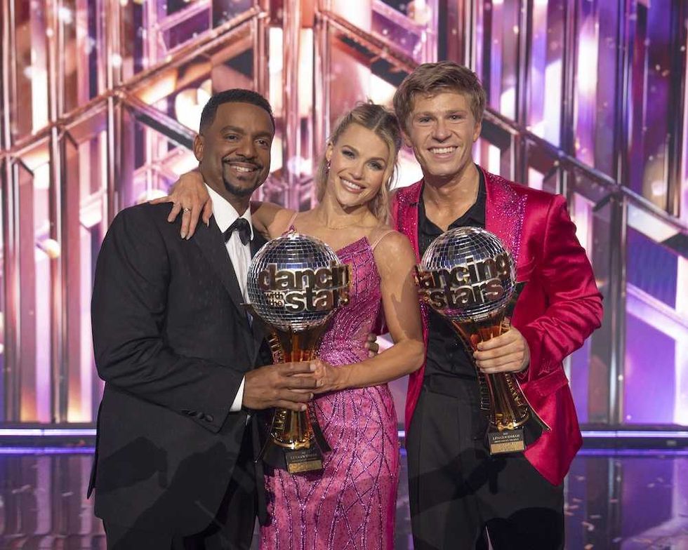 Alfonso Ribeiro, Witney Carson, and Robert Irwin on the Dancing with the Stars finale