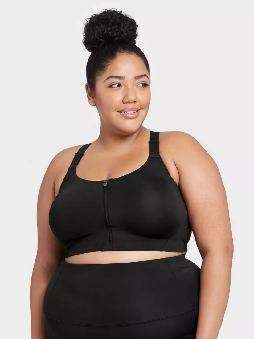 Sports Bra for Women Plus Size Support Yoga Vest Zipper Closure Padded  V-Neck Top Racerback Tanktop (Color : Black, Size : XX-Large)