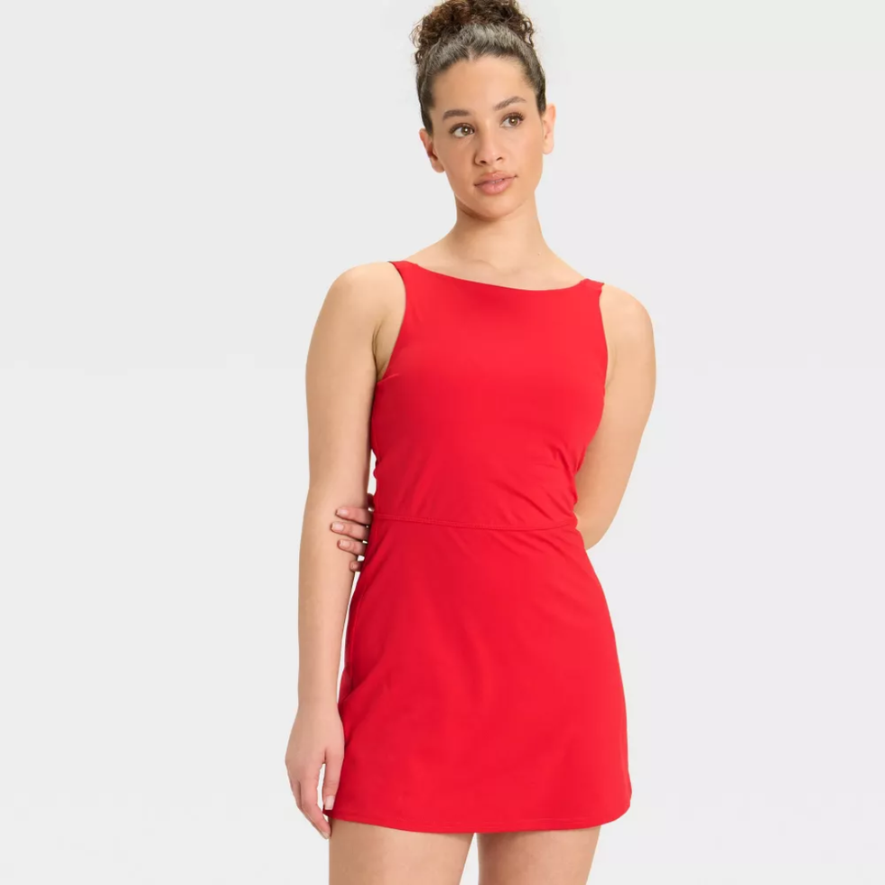 All In Motion Knit High Neck Active Dress in Red