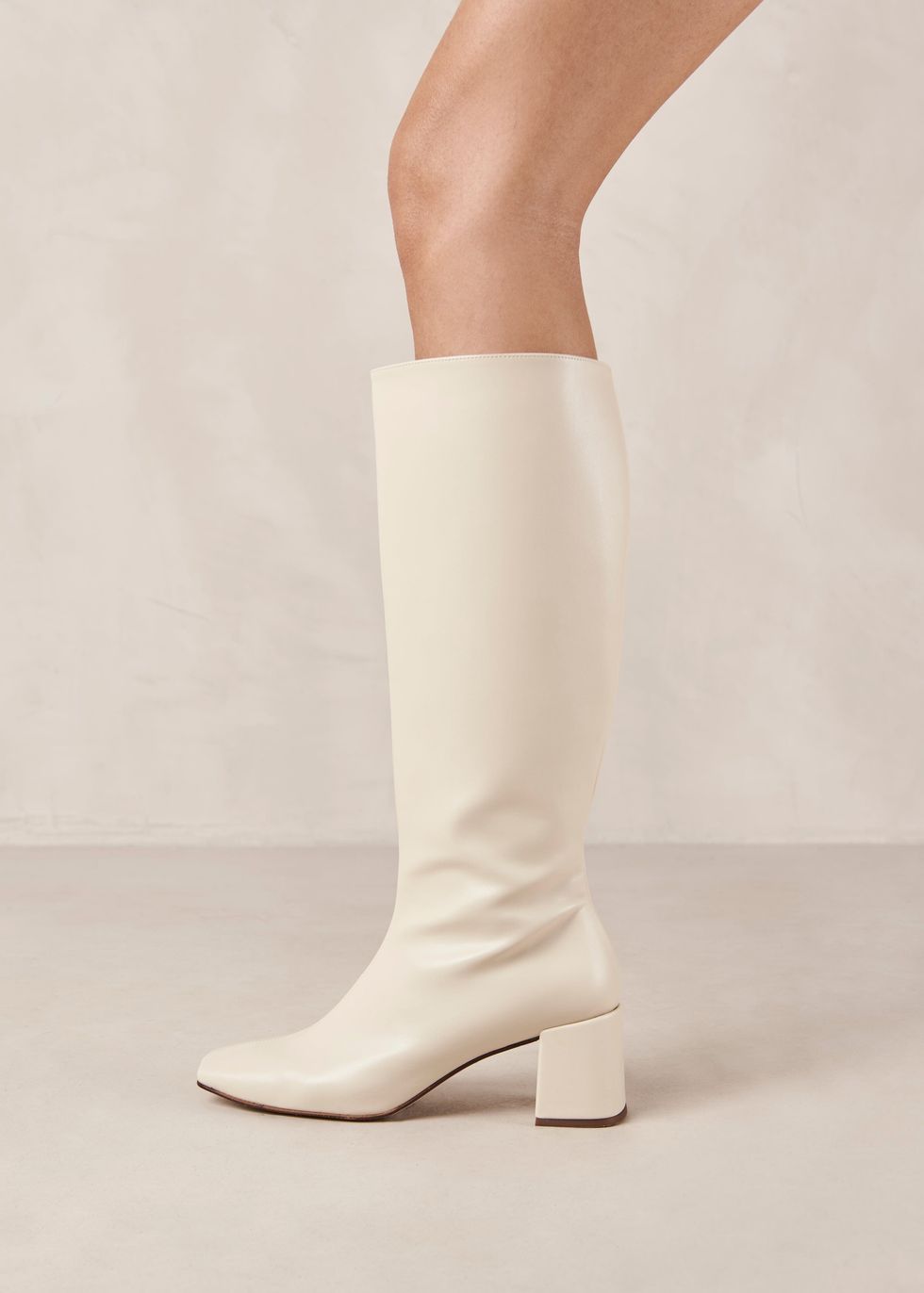 ALOHAS WHITE VEGAN LEATHER KNEE-HIGH BOOTS